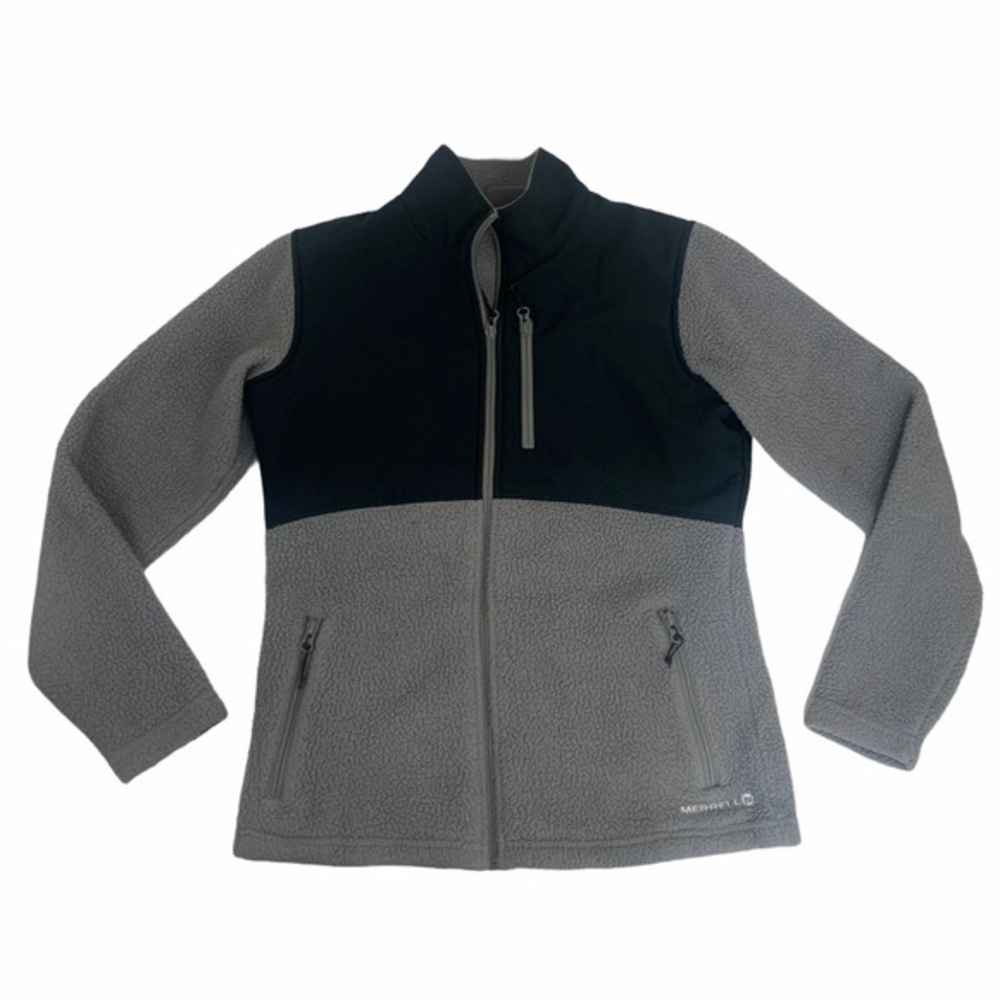 Merrell Fleece Zip Up Outdoor Jacket Grey Black Women’s Size Small